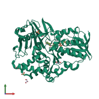 PDB entry 2yg5 coloured by chain, front view.