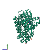 PDB entry 2yg5 coloured by chain, side view.