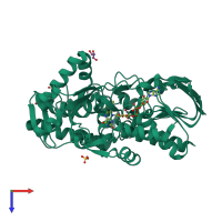 PDB entry 2yg5 coloured by chain, top view.