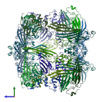PDB entry 2ygd coloured by chain, side view.