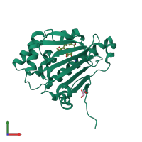 PDB entry 2ygf coloured by chain, front view.