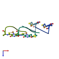 PDB entry 2ygi coloured by chain, top view.