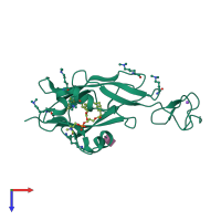 PDB entry 2ygo coloured by chain, top view.