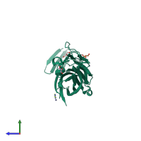 PDB entry 2ygt coloured by chain, side view.