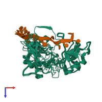 PDB entry 2yh1 coloured by chain, ensemble of 10 models, top view.