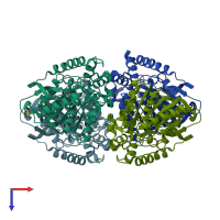 PDB entry 2yh2 coloured by chain, top view.