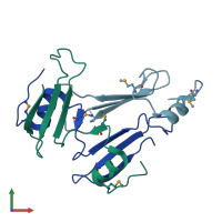 PDB entry 2yh9 coloured by chain, front view.