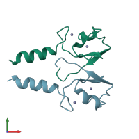 PDB entry 2yhn coloured by chain, front view.