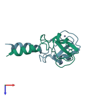 PDB entry 2yhn coloured by chain, top view.