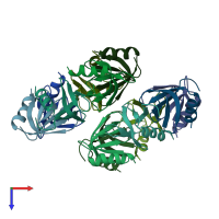 PDB entry 2yht coloured by chain, top view.