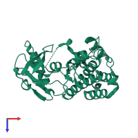 PDB entry 2yhv coloured by chain, top view.