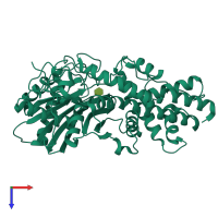 PDB entry 2yhx coloured by chain, top view.