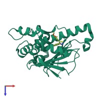 PDB entry 2yi5 coloured by chain, top view.