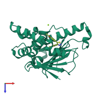 PDB entry 2yi6 coloured by chain, top view.