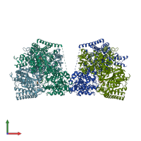 PDB entry 2yic coloured by chain, front view.