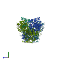 PDB entry 2yic coloured by chain, side view.