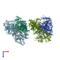 PDB entry 2yid coloured by chain, top view.