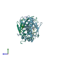 PDB entry 2yig coloured by chain, side view.