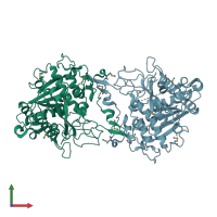 PDB entry 2yij coloured by chain, front view.