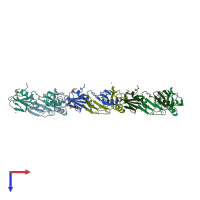 PDB entry 2yil coloured by chain, top view.