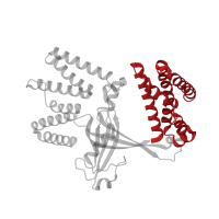 The deposited structure of PDB entry 2yin contains 2 copies of CATH domain 1.20.58.740 (Methane Monooxygenase Hydroxylase; Chain G, domain 1) in Dedicator of cytokinesis protein 2. Showing 1 copy in chain A.