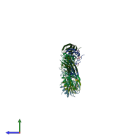 PDB entry 2yip coloured by chain, side view.