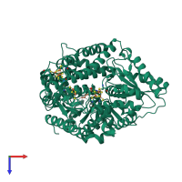 PDB entry 2yiv coloured by chain, top view.