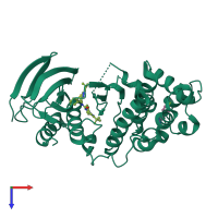 PDB entry 2yiw coloured by chain, top view.