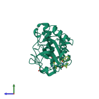 PDB entry 2yj2 coloured by chain, side view.