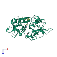 PDB entry 2yj9 coloured by chain, top view.
