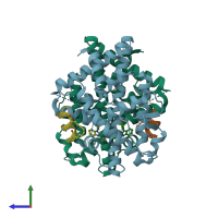 PDB entry 2yjd coloured by chain, side view.
