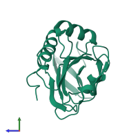 PDB entry 2yjh coloured by chain, side view.