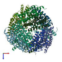 PDB entry 2yjj coloured by chain, top view.