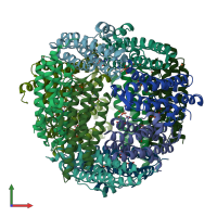 PDB entry 2yjk coloured by chain, front view.