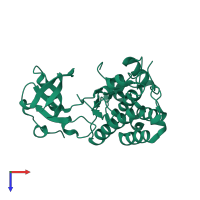 PDB entry 2yjr coloured by chain, top view.