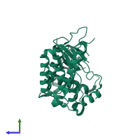 PDB entry 2yjs coloured by chain, side view.