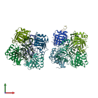 PDB entry 2yjv coloured by chain, front view.