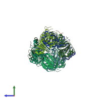 PDB entry 2yjv coloured by chain, side view.