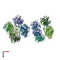 PDB entry 2yjv coloured by chain, top view.