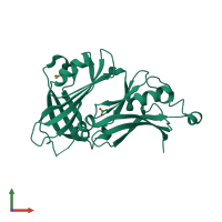 PDB entry 2ykd coloured by chain, front view.