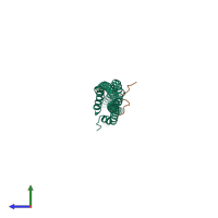 PDB entry 2ykt coloured by chain, side view.