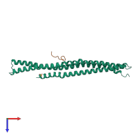 PDB entry 2ykt coloured by chain, top view.