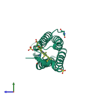 PDB entry 2ykz coloured by chain, side view.