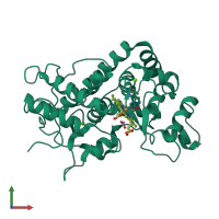 PDB entry 2ylj coloured by chain, front view.