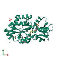 PDB entry 2yln coloured by chain, front view.