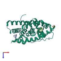 PDB entry 2ylo coloured by chain, top view.