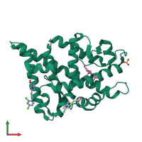 PDB entry 2ylp coloured by chain, front view.