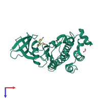 PDB entry 2ym5 coloured by chain, top view.