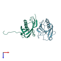 PDB entry 2yma coloured by chain, top view.