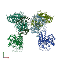 PDB entry 2ymn coloured by chain, front view.